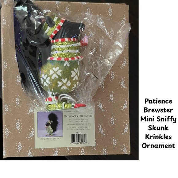 Patience Brewster Mini Sniffy Skunk Krinkles Ornament - Picture 1 of 1